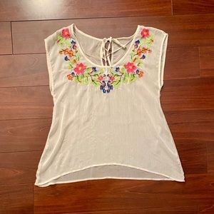 Lauren Conrad sheer floral blouse